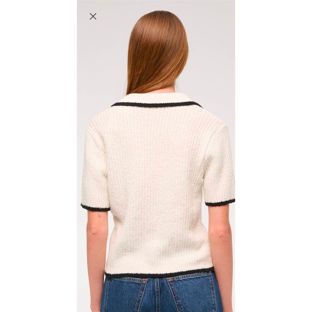 Abercrombie and fitch Short Sleeve Crochet-style Polo Cardigan M NWT - Picture 3 of 11